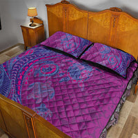 Hawaiian Turtles and Polynesian Art Tattoo Quilt Bed Set Cerise