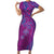 Hawaiian Turtles and Polynesian Art Tattoo Short Sleeve Bodycon Dress Cerise