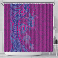 Hawaiian Turtles and Polynesian Art Tattoo Shower Curtain Cerise