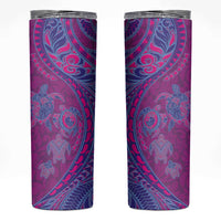 Hawaiian Turtles and Polynesian Art Tattoo Skinny Tumbler Cerise