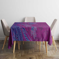 Hawaiian Turtles and Polynesian Art Tattoo Tablecloth Cerise