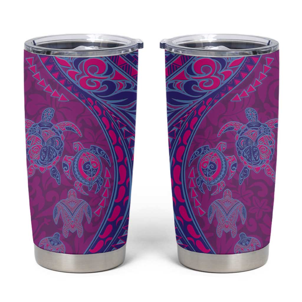 Hawaiian Turtles and Polynesian Art Tattoo Tumbler Cup Cerise
