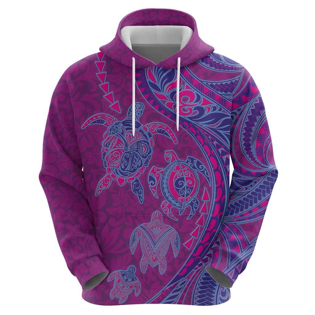 Hawaiian Turtles and Polynesian Art Tattoo Zip Hoodie Cerise