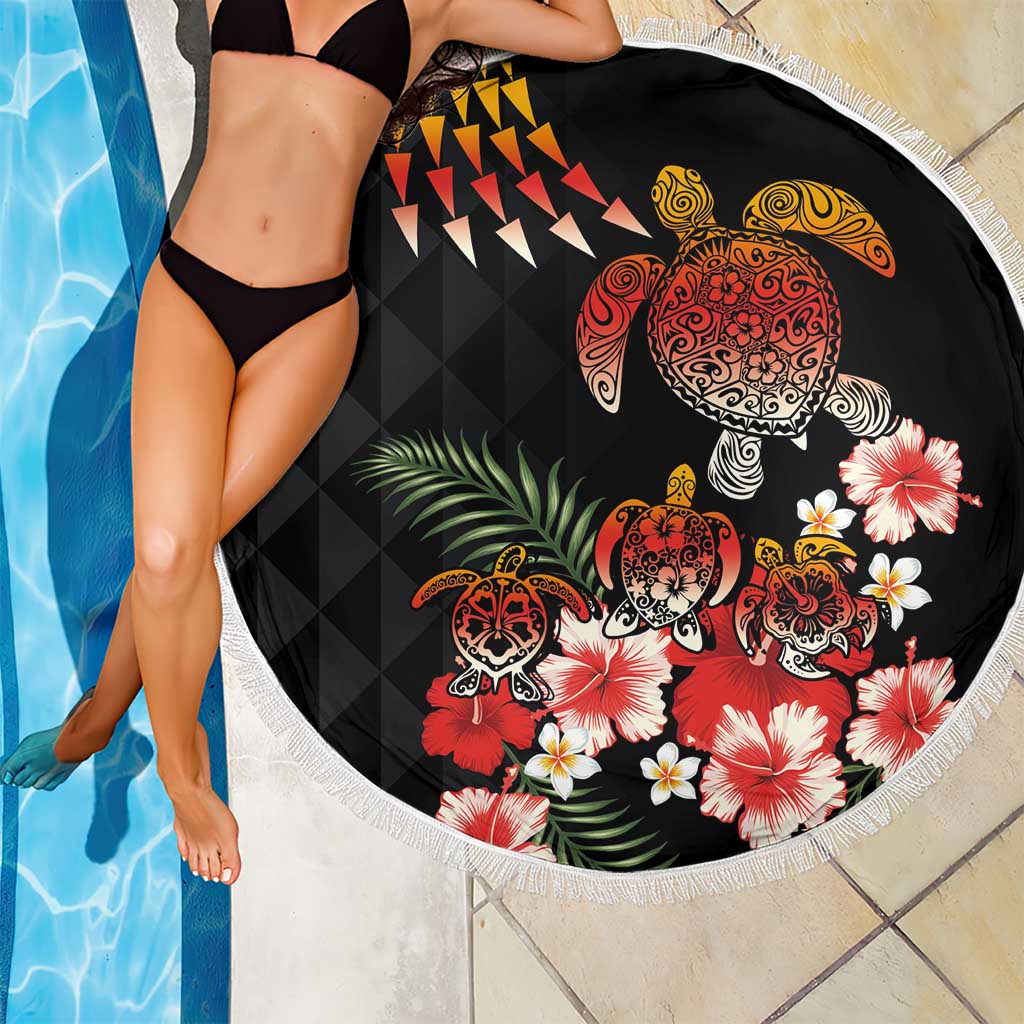 Hawaiian Hibiscus Turtle and Tropical Flower Beach Blanket Dynamic Vibe