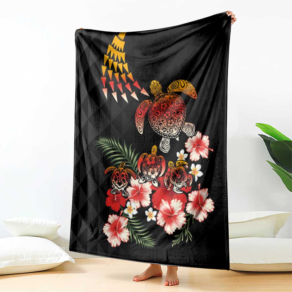 Hawaiian Hibiscus Turtle and Tropical Flower Blanket Dynamic Vibe