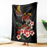 Hawaiian Hibiscus Turtle and Tropical Flower Blanket Dynamic Vibe