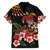 Hawaiian Hibiscus Turtle and Tropical Flower Family Matching Long Sleeve Bodycon Dress and Hawaiian Shirt Dynamic Vibe LT03 - Polynesian Pride
