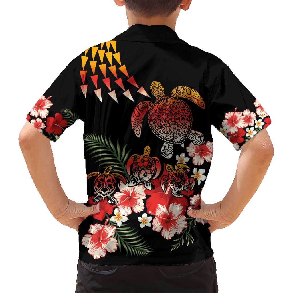Hawaiian Hibiscus Turtle and Tropical Flower Family Matching Off Shoulder Maxi Dress and Hawaiian Shirt Dynamic Vibe LT03 - Polynesian Pride