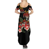 Hawaiian Hibiscus Turtle and Tropical Flower Family Matching Summer Maxi Dress and Hawaiian Shirt Dynamic Vibe LT03 - Polynesian Pride
