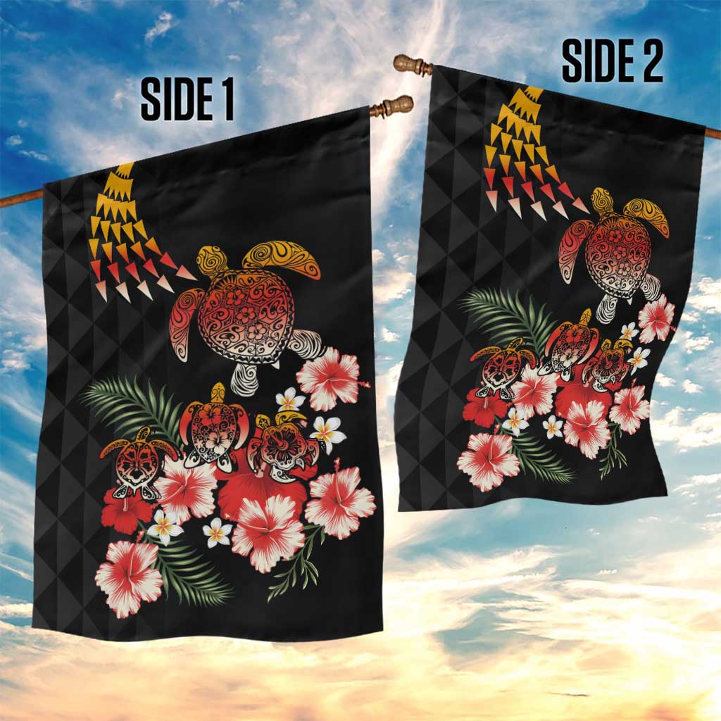 Hawaiian Hibiscus Turtle and Tropical Flower Garden Flag Dynamic Vibe
