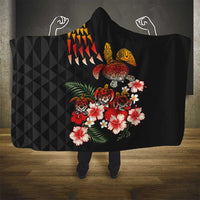 Hawaiian Hibiscus Turtle and Tropical Flower Hooded Blanket Dynamic Vibe