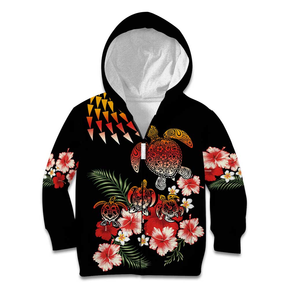 Hawaiian Hibiscus Turtle and Tropical Flower Kid Hoodie Dynamic Vibe