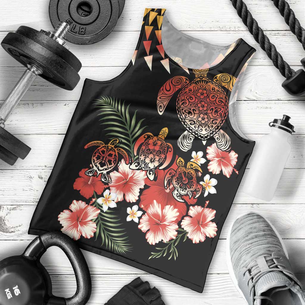 Hawaiian Hibiscus Turtle and Tropical Flower Men Tank Top Dynamic Vibe