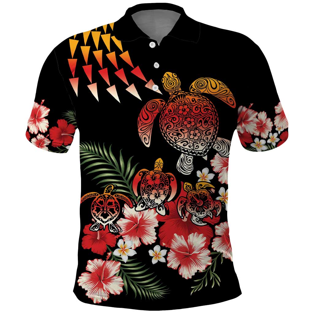 Hawaiian Hibiscus Turtle and Tropical Flower Polo Shirt Dynamic Vibe