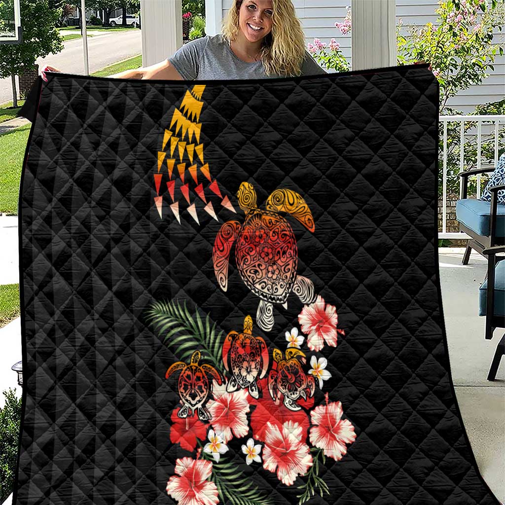 Hawaiian Hibiscus Turtle and Tropical Flower Quilt Dynamic Vibe