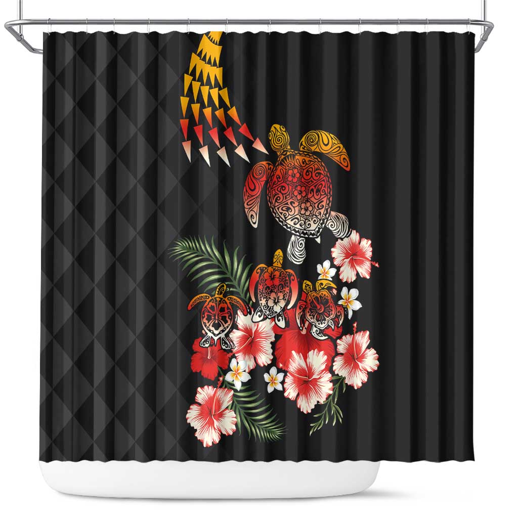Hawaiian Hibiscus Turtle and Tropical Flower Shower Curtain Dynamic Vibe