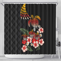 Hawaiian Hibiscus Turtle and Tropical Flower Shower Curtain Dynamic Vibe