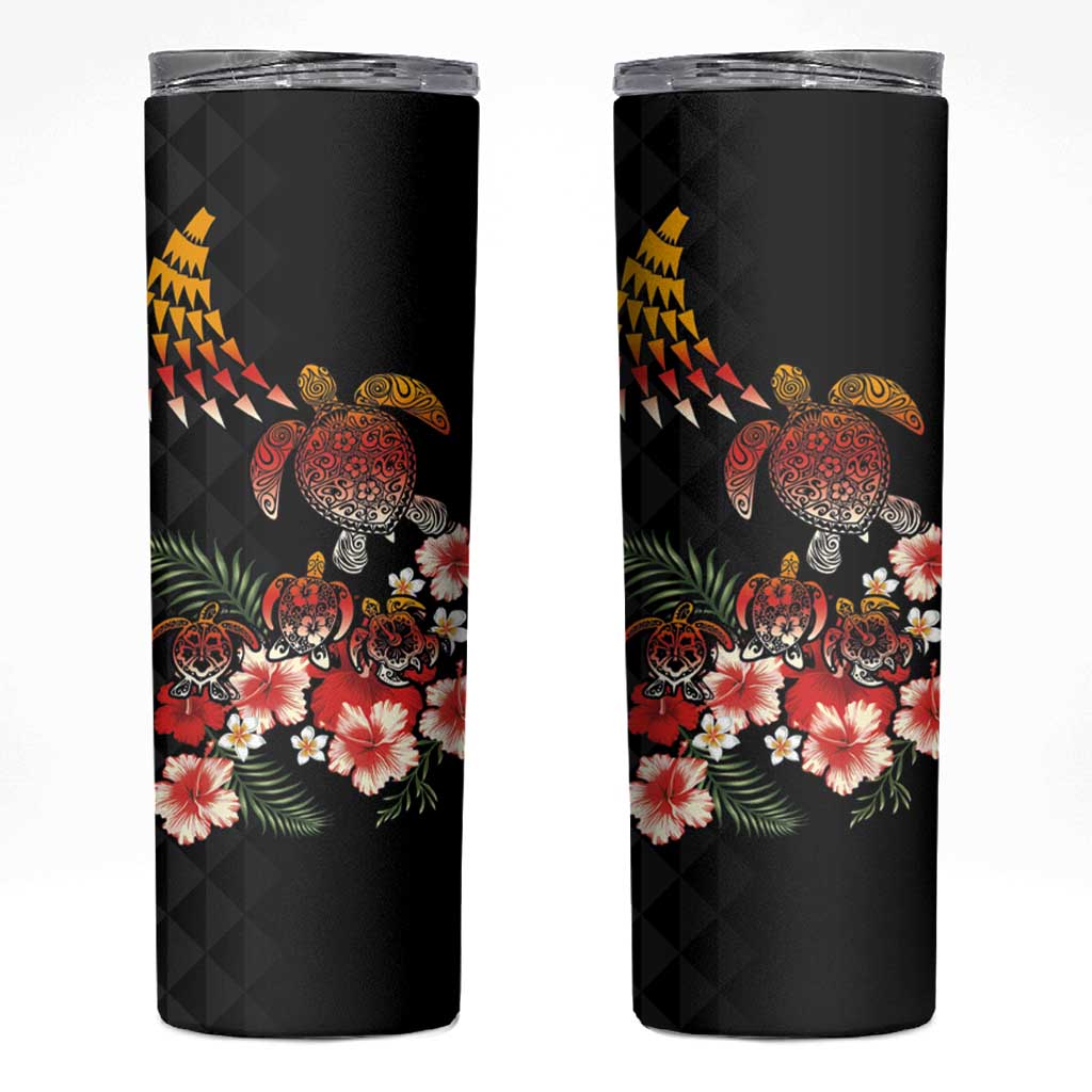 Hawaiian Hibiscus Turtle and Tropical Flower Skinny Tumbler Dynamic Vibe