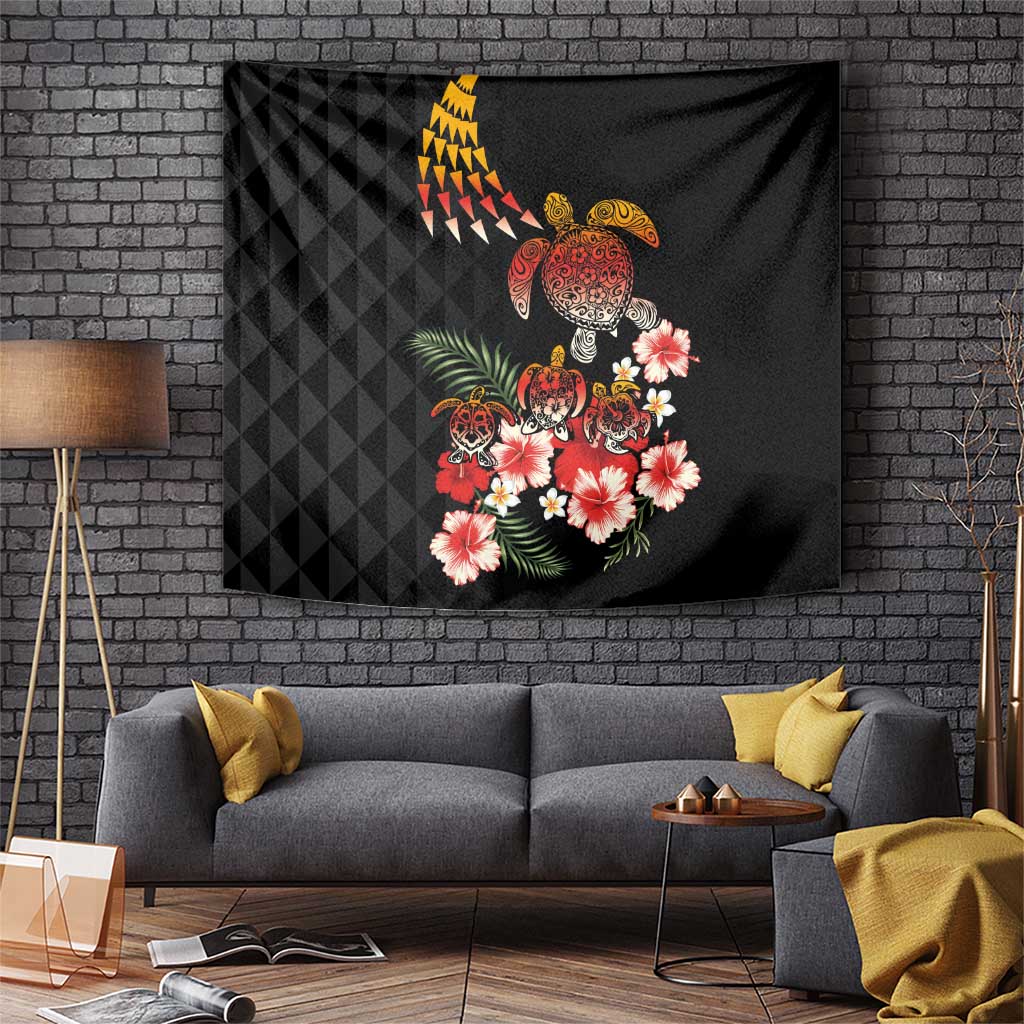Hawaiian Hibiscus Turtle and Tropical Flower Tapestry Dynamic Vibe