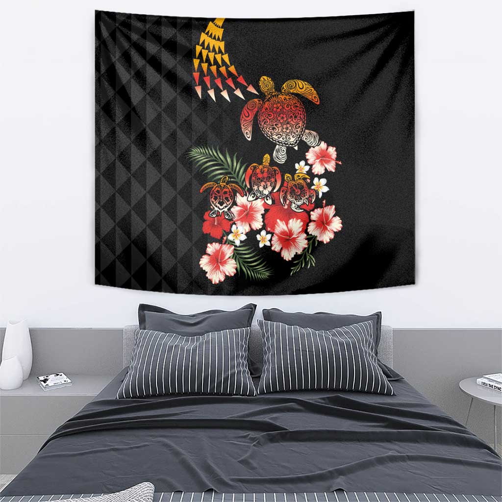 Hawaiian Hibiscus Turtle and Tropical Flower Tapestry Dynamic Vibe