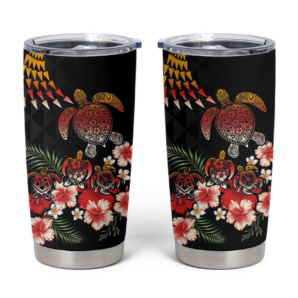 Hawaiian Hibiscus Turtle and Tropical Flower Tumbler Cup Dynamic Vibe