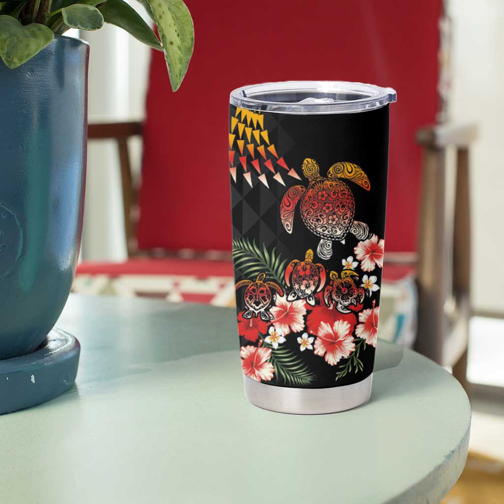 Hawaiian Hibiscus Turtle and Tropical Flower Tumbler Cup Dynamic Vibe