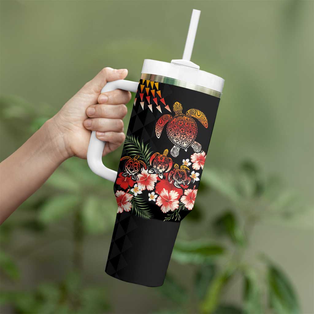 Hawaiian Hibiscus Turtle and Tropical Flower Tumbler With Handle Dynamic Vibe