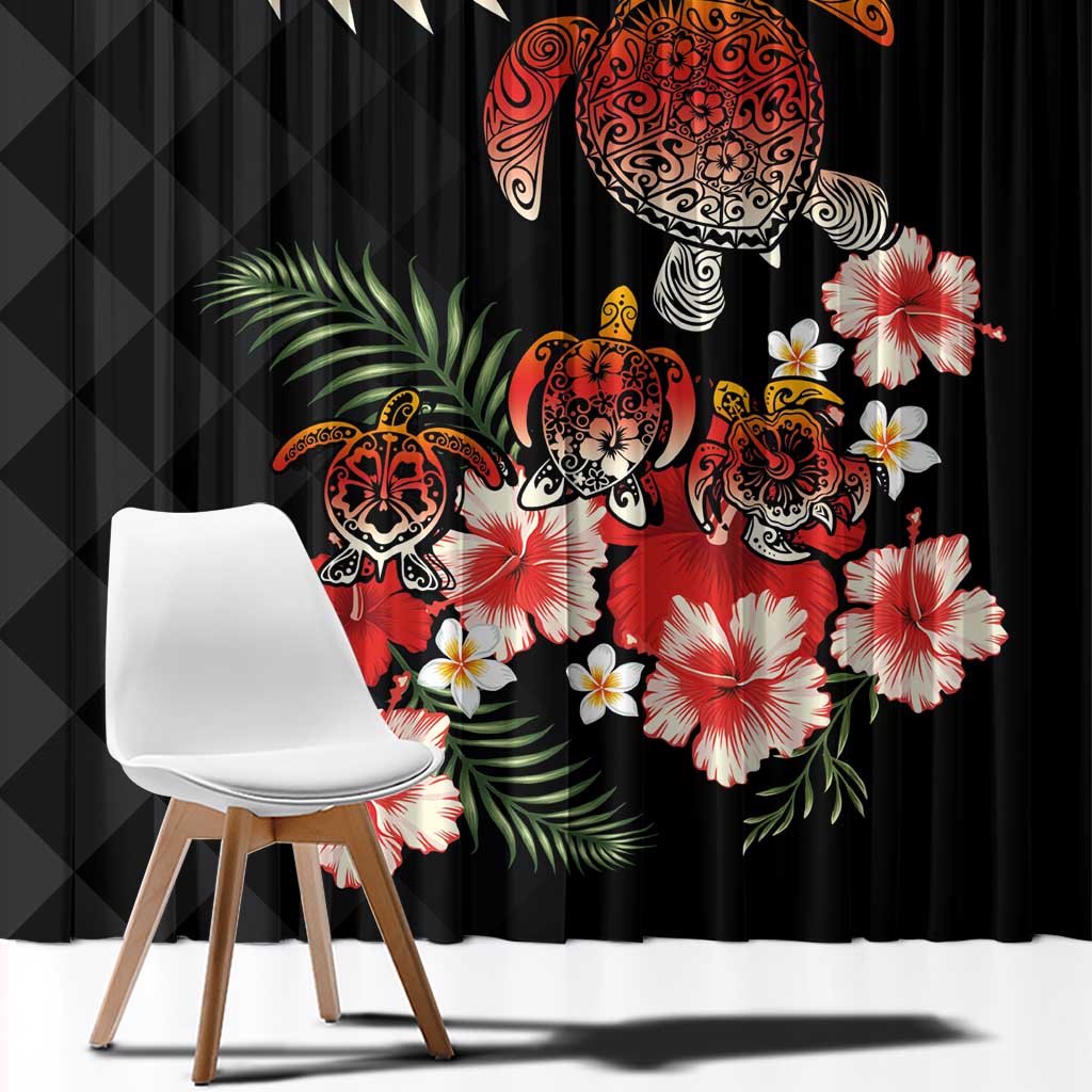 Hawaiian Hibiscus Turtle and Tropical Flower Window Curtain Dynamic Vibe