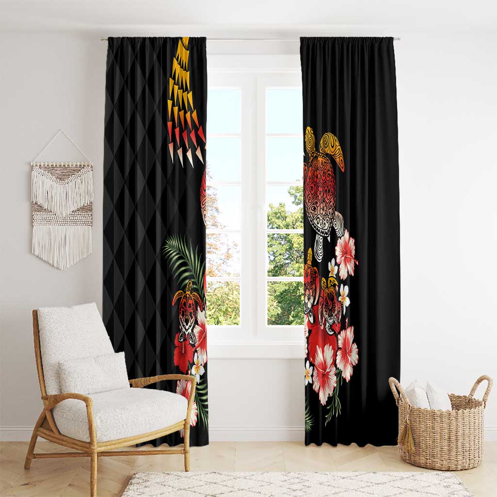 Hawaiian Hibiscus Turtle and Tropical Flower Window Curtain Dynamic Vibe