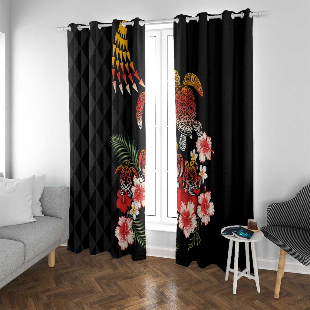 Hawaiian Hibiscus Turtle and Tropical Flower Window Curtain Dynamic Vibe
