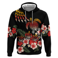 Hawaiian Hibiscus Turtle and Tropical Flower Zip Hoodie Dynamic Vibe
