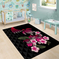 Hawaiian Hibiscus Turtle and Tropical Flower Area Rug Sweet Vibe