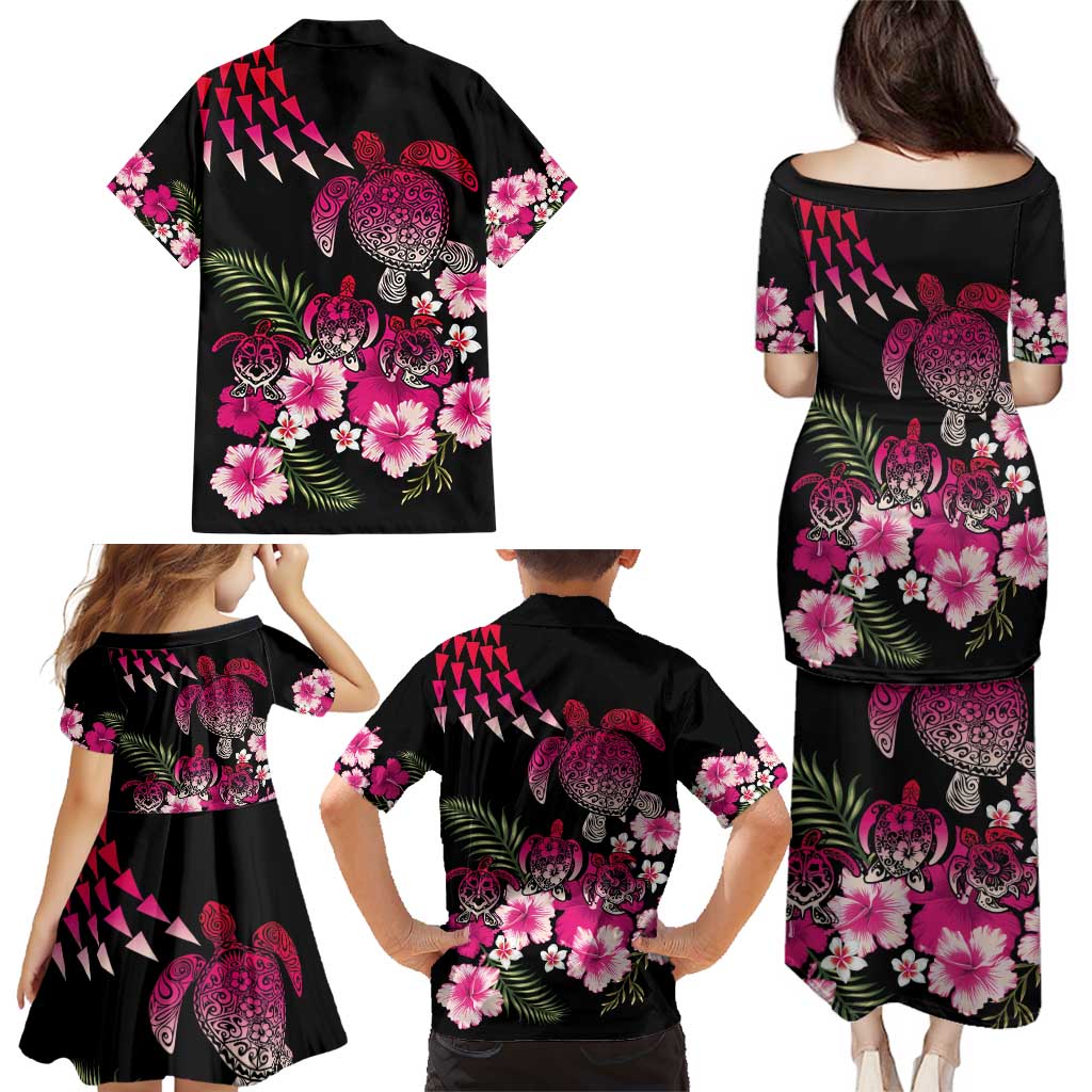 Hawaiian Hibiscus Turtle and Tropical Flower Family Matching Puletasi and Hawaiian Shirt Sweet Vibe LT03 - Polynesian Pride