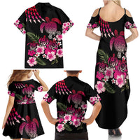 Hawaiian Hibiscus Turtle and Tropical Flower Family Matching Summer Maxi Dress and Hawaiian Shirt Sweet Vibe LT03 - Polynesian Pride