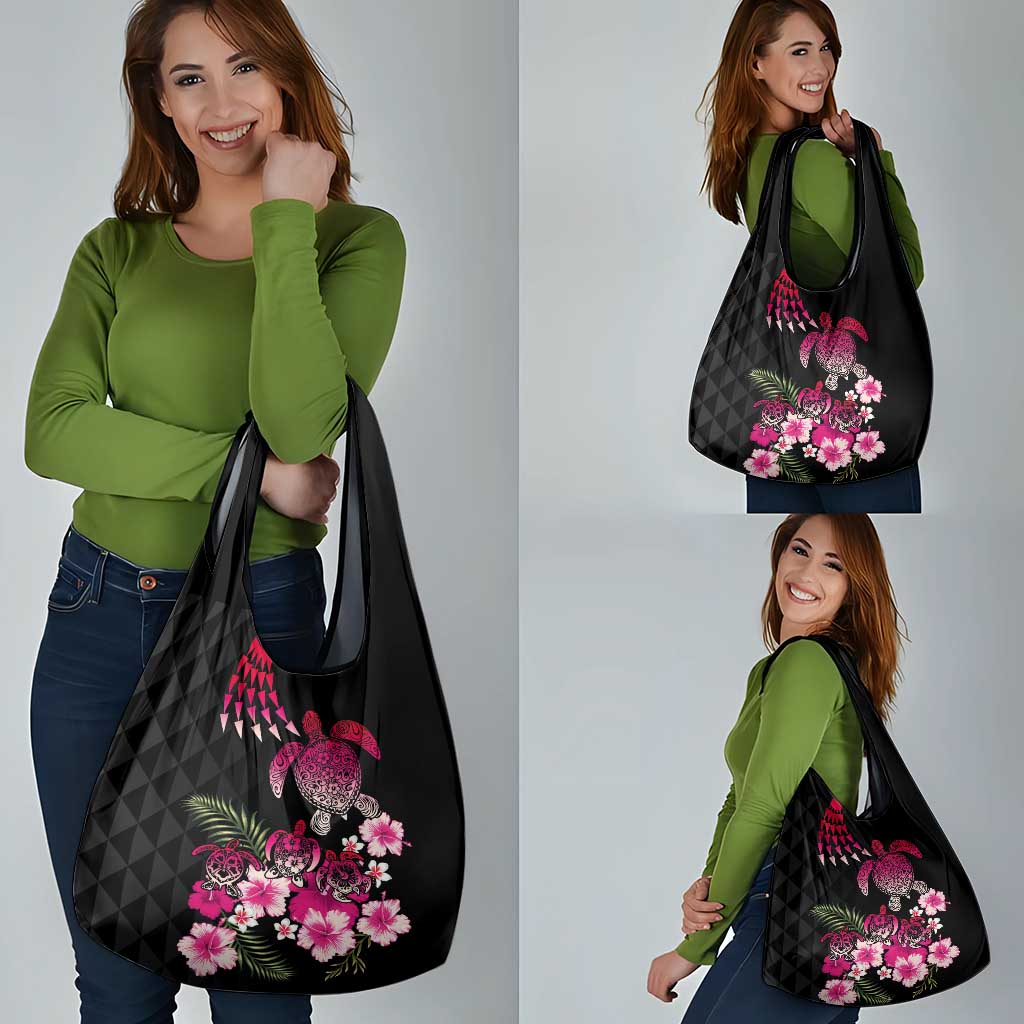 Hawaiian Hibiscus Turtle and Tropical Flower Grocery Bag Sweet Vibe