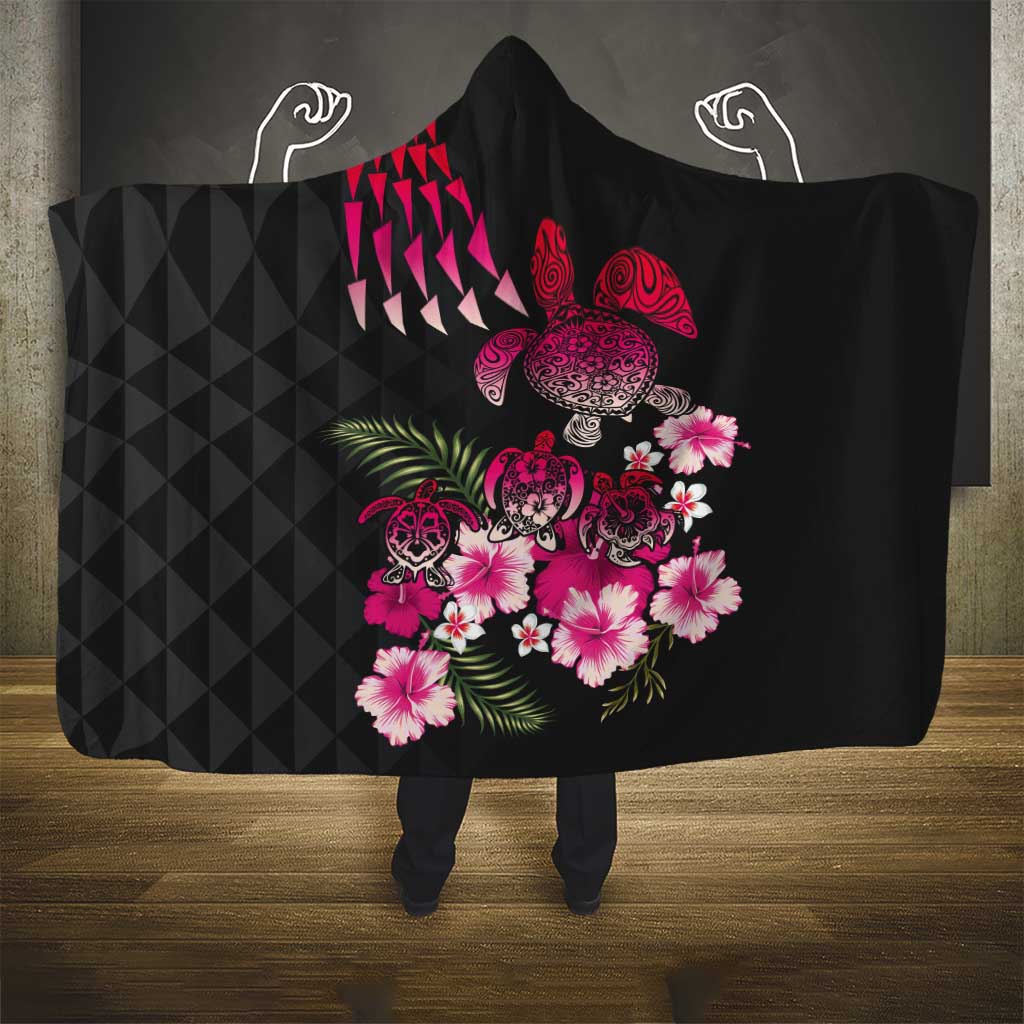 Hawaiian Hibiscus Turtle and Tropical Flower Hooded Blanket Sweet Vibe