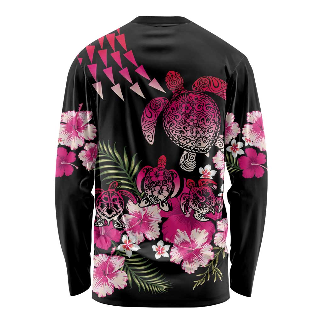 Hawaiian Hibiscus Turtle and Tropical Flower Long Sleeve Shirt Sweet Vibe