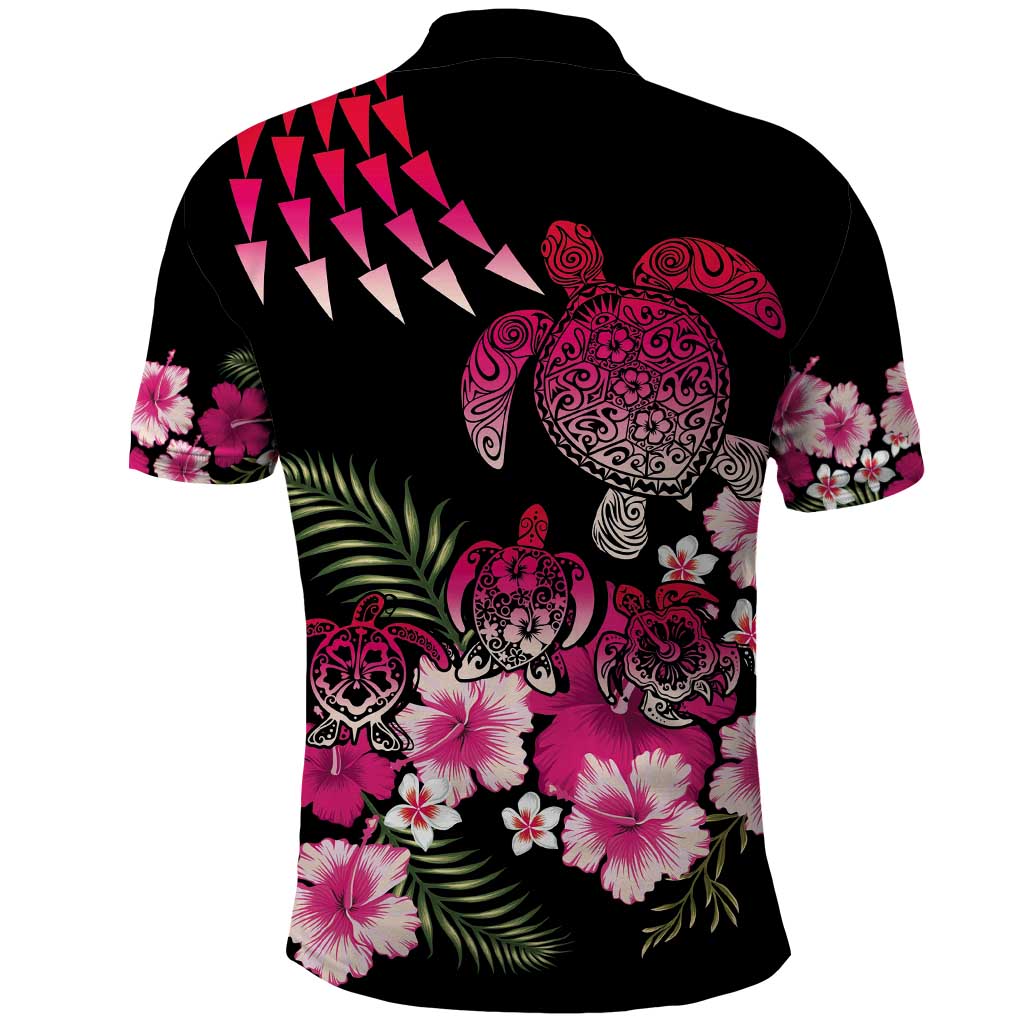 Hawaiian Hibiscus Turtle and Tropical Flower Polo Shirt Sweet Vibe