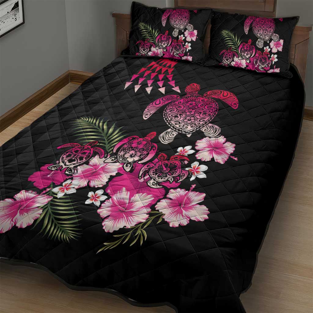 Hawaiian Hibiscus Turtle and Tropical Flower Quilt Bed Set Sweet Vibe