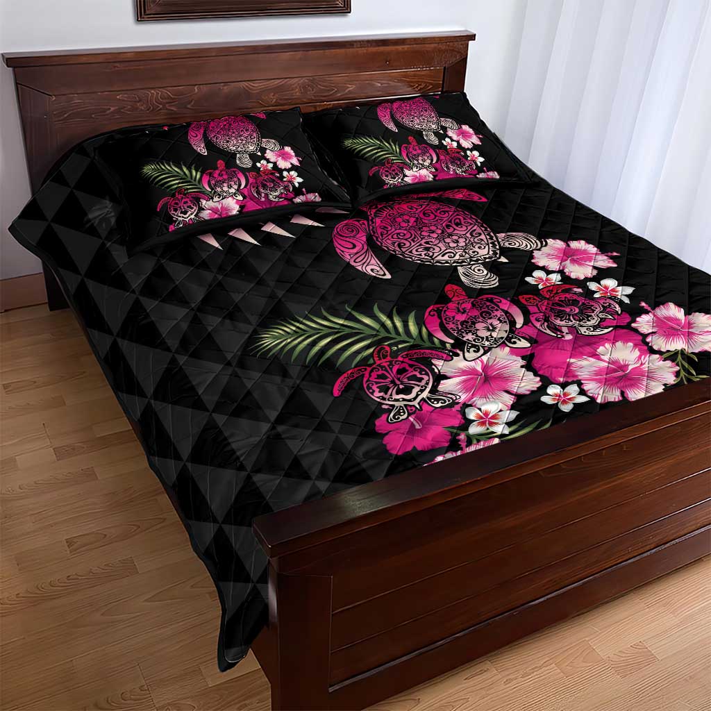 Hawaiian Hibiscus Turtle and Tropical Flower Quilt Bed Set Sweet Vibe