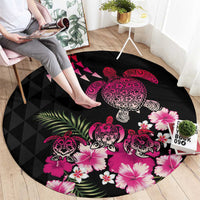 Hawaiian Hibiscus Turtle and Tropical Flower Round Carpet Sweet Vibe