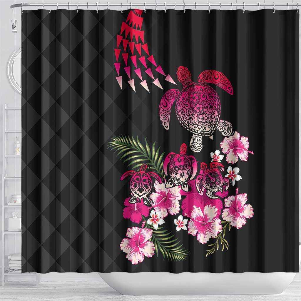 Hawaiian Hibiscus Turtle and Tropical Flower Shower Curtain Sweet Vibe