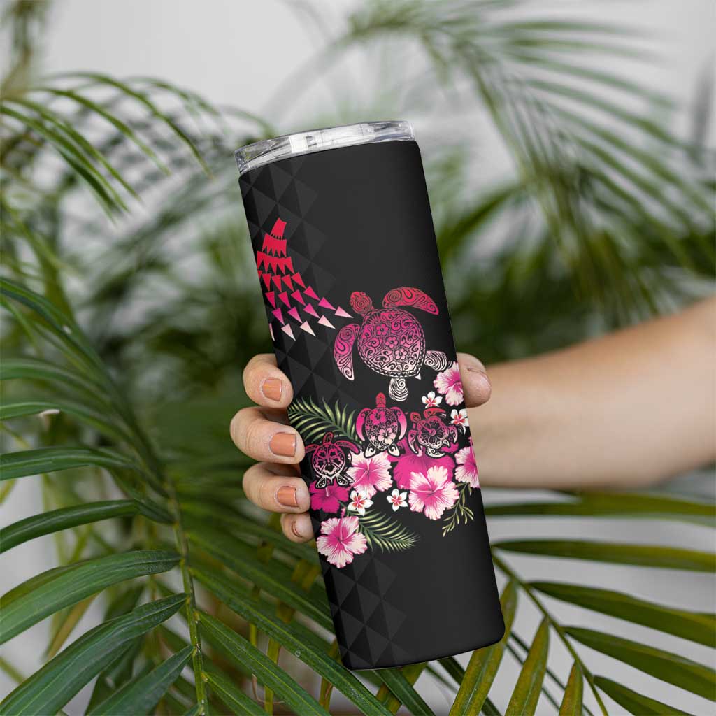 Hawaiian Hibiscus Turtle and Tropical Flower Skinny Tumbler Sweet Vibe