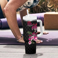 Hawaiian Hibiscus Turtle and Tropical Flower Tumbler With Handle Sweet Vibe