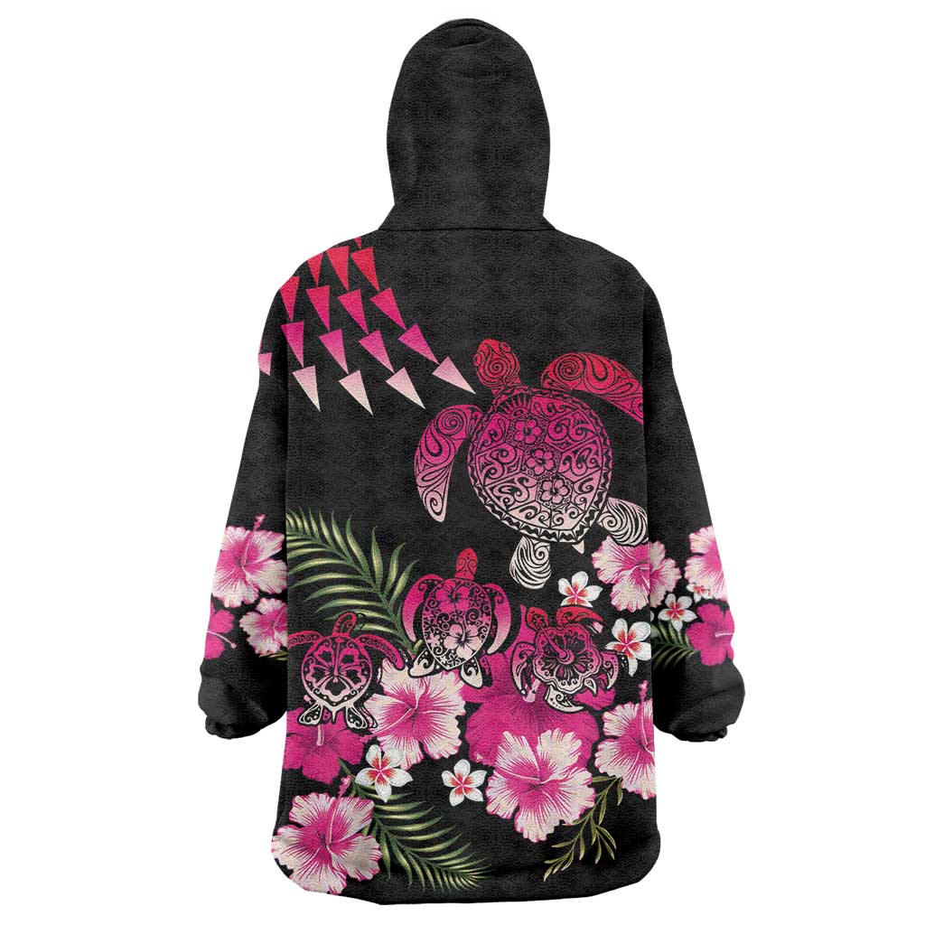 Hawaiian Hibiscus Turtle and Tropical Flower Wearable Blanket Hoodie Sweet Vibe