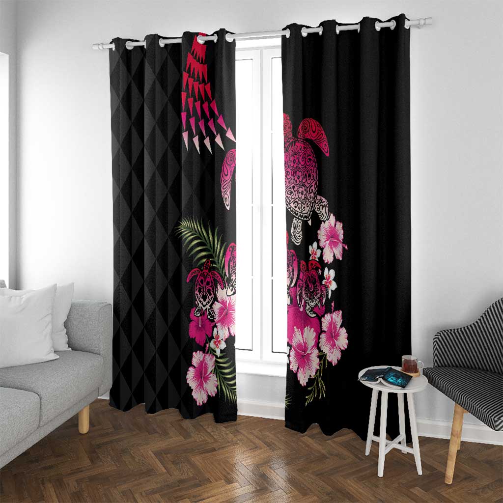 Hawaiian Hibiscus Turtle and Tropical Flower Window Curtain Sweet Vibe