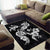 Hawaiian-Polynesian Art Tattoo Area Rug Hibiscus and Plumeria Grayscale