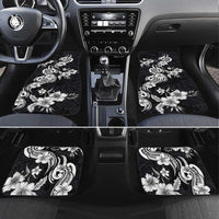 Hawaiian-Polynesian Art Tattoo Car Mats Hibiscus and Plumeria Grayscale