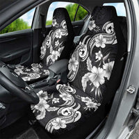 Hawaiian-Polynesian Art Tattoo Car Seat Cover Hibiscus and Plumeria Grayscale