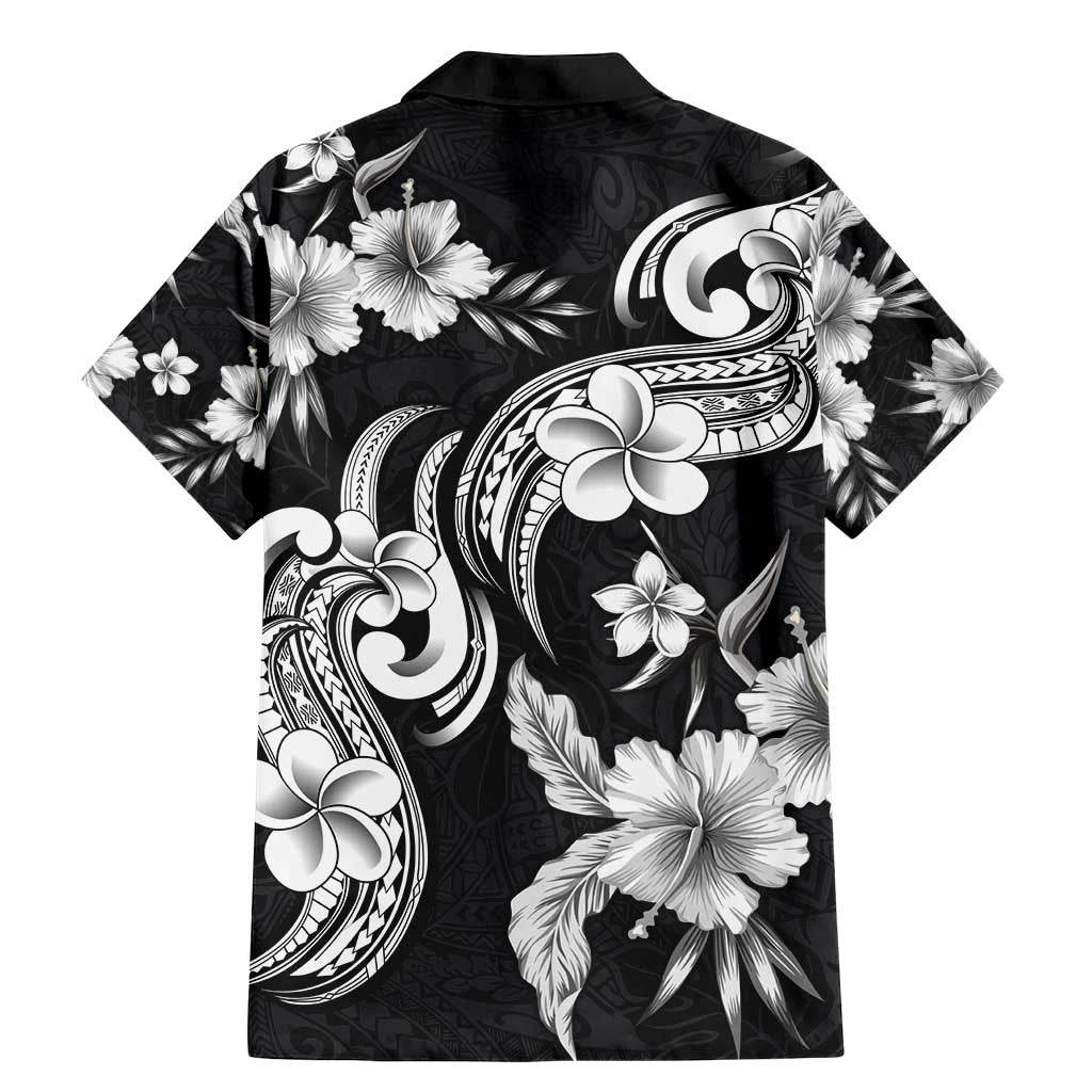 Hawaiian-Polynesian Art Tattoo Family Matching Mermaid Dress and Hawaiian Shirt Hibiscus and Plumeria Grayscale LT03 - Polynesian Pride
